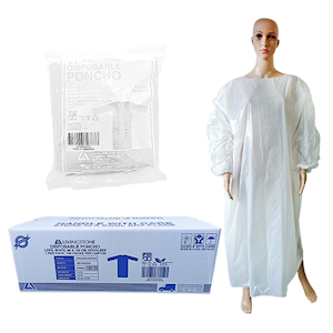 Livingstone Disposable Poncho, Recyclable LDPE, 80 x 125cm, Hoodless, Single Pack, White, 100/Ctn Carton