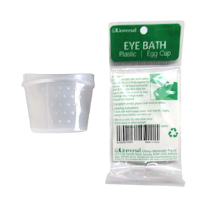 Universal Eye Bath, Clear, Recyclable Plastic Eggcup Type, Single Packed Each