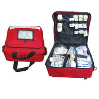 Livingstone Low to Medium Risk First Aid Kit, Complete Set In Red Multi Compartment Heavy Duty Carry Bag with Reflective Band Kit
