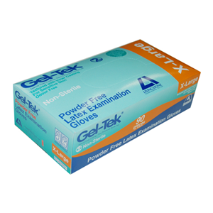 Out of Date, Geltek Latex Exam Gloves, Powder Free AS/NZ Biodegradable Textured 6.0g X-Large Cream, 90/Box, Discounted While Stocks last Box