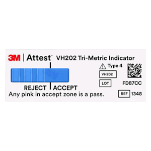 3M Attest Vaporised Hydrogen Peroxide Tri-Metric Chemical Indicator, 5.1(L) x 1.9(W) cm, Without Extender, 250 Pieces/Pouch, 4 Pouches/Case Case