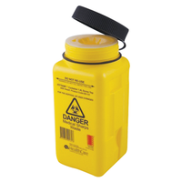 Fittank Needles Sharps Waste Collector, 1.4L Capacity, with Screw Lid and Insert, Yellow, Each Each
