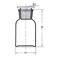 Simax Laboratory Reagent Bottle, 50ml, Wide Neck, with Glass Stopper, 24/20 Socket Joint, Clear, Borosilicate Glass, Each Each