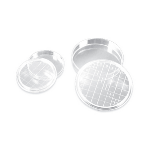Aptaca Petri Dish Contact Type with 3 Vents, 55mm Diameter, with Lid & Counting Grid, Sterile, Recyclable Polystyrene, 10 Pieces/Bag Bag