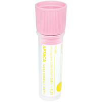 Aptaca Recyclable Plastic Test Tube, with 0.25ml Trisodium Citrate, 16mm Diameter x 60mm Long, Flat Bottom, Pink Cap, 50/Pack