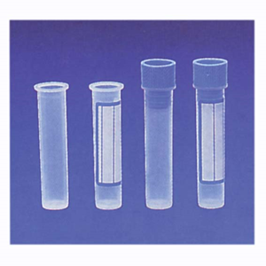 Aptaca Cylindrical Test Tubes, Flat Bottom, with Cap and Label, with Rim, 3mL, 12 x 56mm, Graduated, Polypropylene, 1,000 Pieces/Bag Bag
