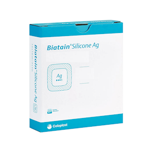 Biatain Foam Dressing, 7.5 x 7.5cm, Silicone AG, with Adhesive Border, 5/Box Box