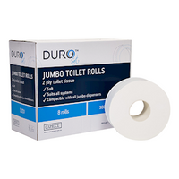 Caprice Duro Jumbo Toilet Rolls, 2-Ply, 300m x 9cm, FSC Mix, White, 8 Rolls/Carton
