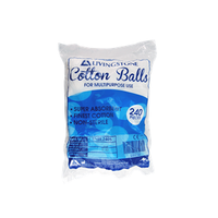 Livingstone Cotton Balls with Natural Fibres, Super Absorbent, 0.6 Grams, Non-Sterile, White, 240/Bag, 30 Bags/Carton Carton