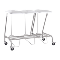 Care Quip Triple Pedal Operated Linen Skip , Stainless Steel, with Lid, 117(W) x 57.5(D) x 88.5(H) cm, Each Each