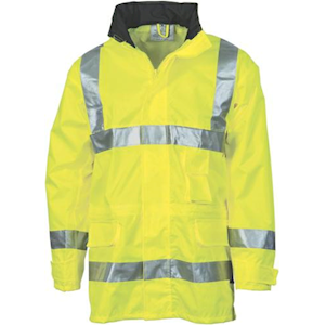 DNC Workwear High Visibility Breathable Rain Jacket with 3M Reflective Tape, Model 3871, Size Large, Each Each