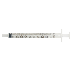 Livingstone Syringe, 1ml, Luer Slip Tip, Tuberculin, White Plunger, Latex Free, Hypoallergenic, Non-Sterile, Loose