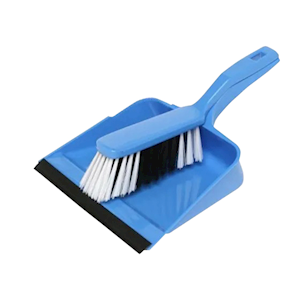 Edco Dust Pan & Brush Sets, Pan Dimensions: 220(W) x 110(D) mm, Brush Dimensions: 40(w) x 70(D) x 55(H) mm, Blue, 10 Pieces/Carton Each