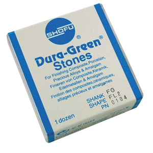Shofu Dura Green Stones, Shank FG, Shape FL2, No 0104, 12/Pack