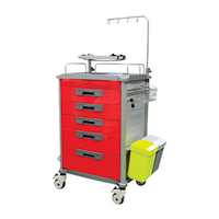Pacific Medical Emergency Trolley, Dimensions: 650mm x 480mm x 980mm, Drawer Sizes: (1) 3 x 110mm, (2) 1 x 135mm, (3) 1 x 195mm, Each Each