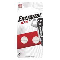 Energizer A76 Battery, Miniature Alkaline, 1.5 Volt, 2 Pieces/Pack Pack