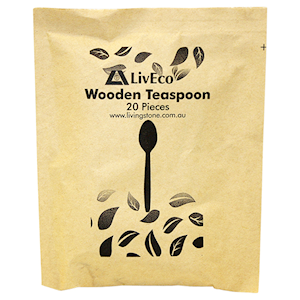 Liv Eco Biodegradable Wooden Tea Spoon, 110 x 23mm, FSC Certified, Non-Sterile, 20 Pieces/Pack, 50 Packs/Carton, 1000/Carton Carton