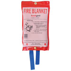 Exelgard Fire Blanket, 1 x 1 metre, Hanging Case for Quick Pull Down, Ready to Deploy, Each