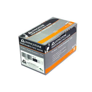 Livingstone Face Mask, Level1 Barrier, Tie Back for Tighter Fit, Non-Therapeutic Use, 3-Ply, Latex Free, White, No Fibreglass, 50/Box Box