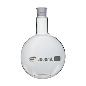 Flask, Round Bottom, 3000ml, Short Neck, 34/35 Socket Joint, Borosilicate Glass, Australian, Each Each