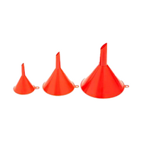 Gripwell Plastic Funnel Set, 3 Different Sizes, Red, 3 Pieces/Pack Pack