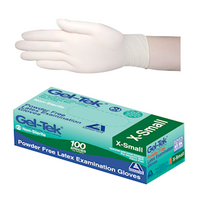 Bulk Buy Deal for 780 Boxes, Geltek Latex Exam Gloves Powder Free AS/NZ Biodegradable Polymer Coated Textured X-Small Cream, 100/Box Each