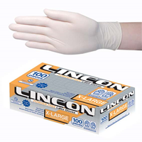 Out of Date, Lincon Latex Exam Gloves, Powder Free, AS/NZ, Biodegradable 6.0g Extra Large Cream 90/Box Price Discounted While Stocks last Box
