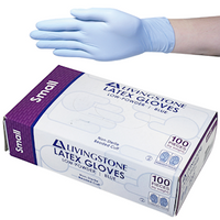 Out of Date, LivingstoneLatex Examination Gloves Low Powder ASTM Biodegradable, 5.0g, Small, Blue, 100/Box, Discounted While Stocks last