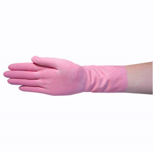 Household Flocklined Rubber Gloves, Size 6.5 - 7.0, Small, Pink, Pair Pair
