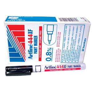 Artline 444 Paint Marker, Bullet Point, 0.8mm, Black, 12/Box Box