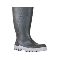 BATA Gumboots Black with Grey Sole, Slip On - Steel Toe Cap, Size 14 Pair