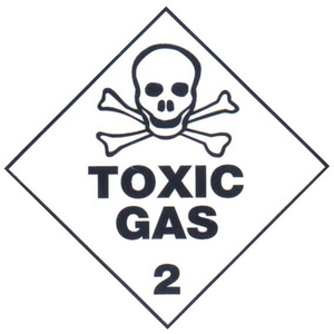 Sticker Class 2 'Toxic Gas' Biodegradable Paper, 50x50mm, 250/Roll Roll