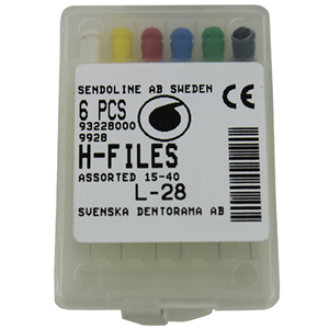 Livingstone H-Files, 28mm, No. 100, Stainless Steel, Colour-Coded, 6/Pack