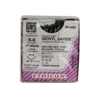 VR493 VICRYL RAPIDE® Absorbable Sutures, Undyed, Size: 5-0, Length: 45cm, P-3, 36/Box Box