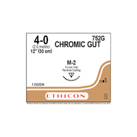 Johnsons and Johnsons Ethicon Surgical Chromic Gut Sutures, Undyed, 30cm, 4-0 M-2 13mm, 12/Box Box