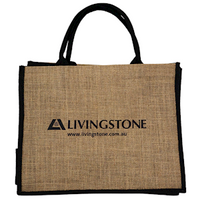 Livingstone Jute Bag, 40 x 32 x 19.5cm, Jute and Polyvinyl Chloride Coated, Black, Each Each
