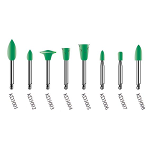 Kenda Amalgam Hi-Shine Polishing, No. 3008 5 x 10mm, Medium Point, Right Angle, Green, 6/Pack Pack