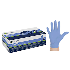 Halyard Aquasoft Nitrile Examination Gloves, Powder Free, Large, Blue, 300/Box Box