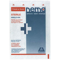 Out of Date, Nema Adhesive Island Dressing with Non-Adherent Pad Nonwoven 8.2 x 6cm White Sterile Each Price Discounted While Stocks last Each