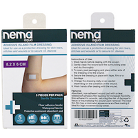 Nema Aqua Transparent Island Film Dressing, with Non-Adherent Pad, 8.2 x 6cm, Waterproof, Sterile, 5 Pieces/Pack Pack
