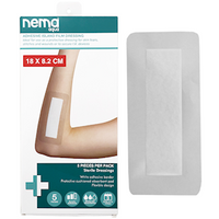 Nema Aqua Transparent Island Film Dressing, with Non-Adherent Pad, 18 x 8.2cm, Waterproof, Sterile, 5 Pieces/Pack Pack