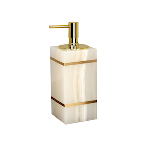 Marble Soap Dispenser, 7(L) x 7.5(W) x 14(H) cm, Square, White Gold, Each