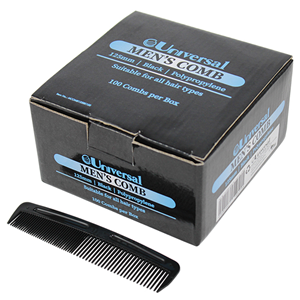 Universal Men's Comb Recyclable Polypropylene, 125mm Black, 100 Combs/Box Box