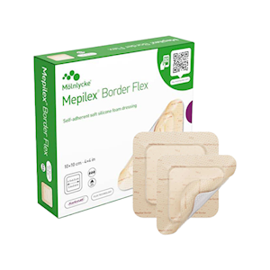 Mepilex Border Flex Silicone Foam Dressing, 10 x 10cm, 10 Pieces/Box Box