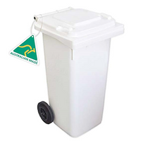 Mr Wheelie Bin, 120L , 545(L) x 480(W) x 930(H) mm, HDPE, Food Grade, White, Each