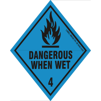 STICKERS, "DANGEROUS WHEN WET4" 20X20MM, 250/ROLL Roll