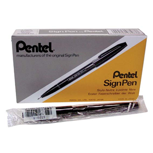 Pens PenTel S520A Sign Pen, Black, 12/Box Box