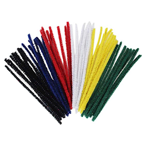 Jasart Pipe Cleaners, Cotton, 6mm Diameter x 15cm Long, Assorted Colour, 50/Pack Bag