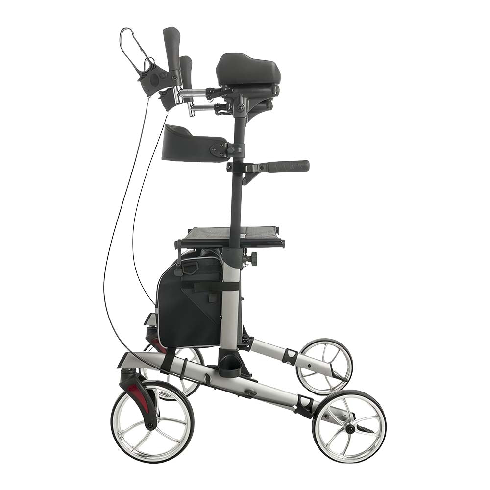 Livingstone Upright Rollator Walker, 10" Front Wheel with Seat and Bag, Grey, Each