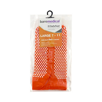 Baremedical Safefeet Socks, Large, Non-Slip, Orange, 1 Pair/Pack